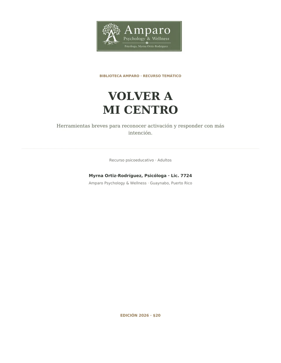 Portada de Volver a mi centro